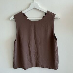 Babaton Chocolate Sleeveless Blouse (Size: S)